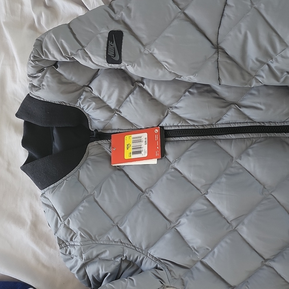 Size Small Nike Grey and Black Reversible Bomber Jacket MSRP $250